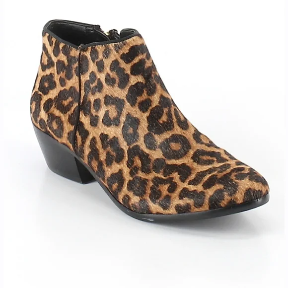Sam Edelman Leopard Print Calf Hair Ankle Boots Like New - Picture 1 of 7